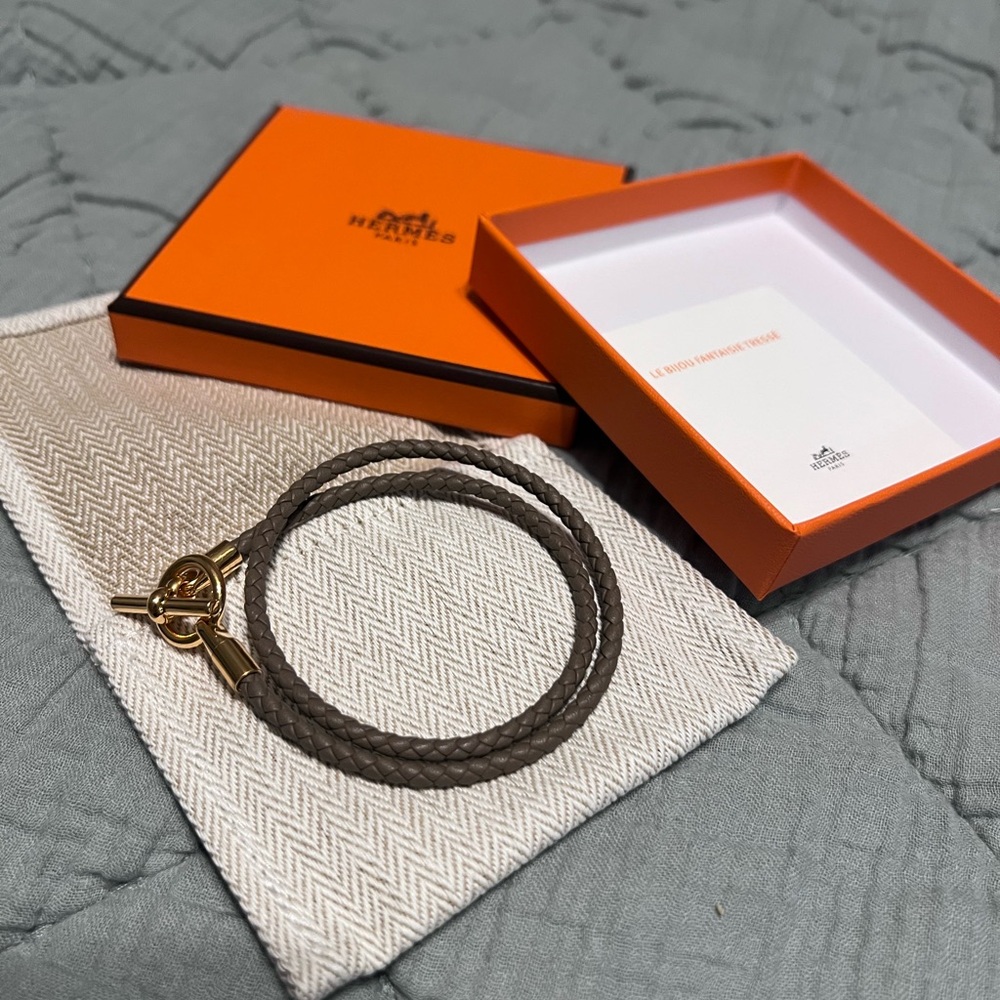 Hermes Glenan Double Tour Bracelet in Etoupe size T3